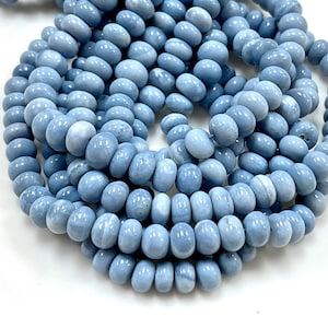 16&quot; Long 8-9 Blue Opal Gemstone Beads, Genuine Opal Rondelle Shape Beads 16&quot; Long For Jewelry Making Handmade Beads Crafts