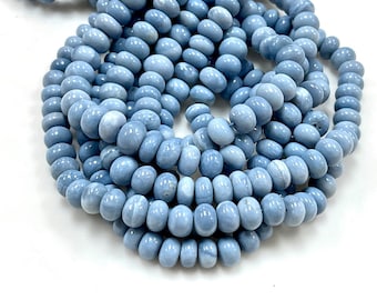 16&quot; Long 8-9 Blue Opal Gemstone Beads, Genuine Opal Rondelle Shape Beads 16&quot; Long For Jewelry Making Handmade Beads Crafts