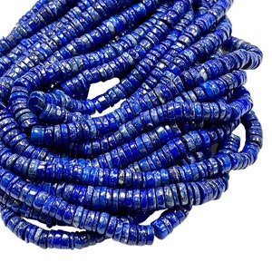 Lapis Natural Gemstone Heishi Shape Beads 6 Beads Strands Lapis Lazuli Semi Precious Gemstone Square Beads Jewelry Making Crafts