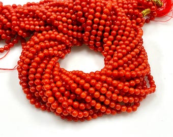 Rote Koralle Natürliche Edelstein Glatte runde Form Perlen Strang 4 mm 6 mm AAA Qualität Echte Rote Koralle Perlen für Schmuck machen Lose Perlen Stränge