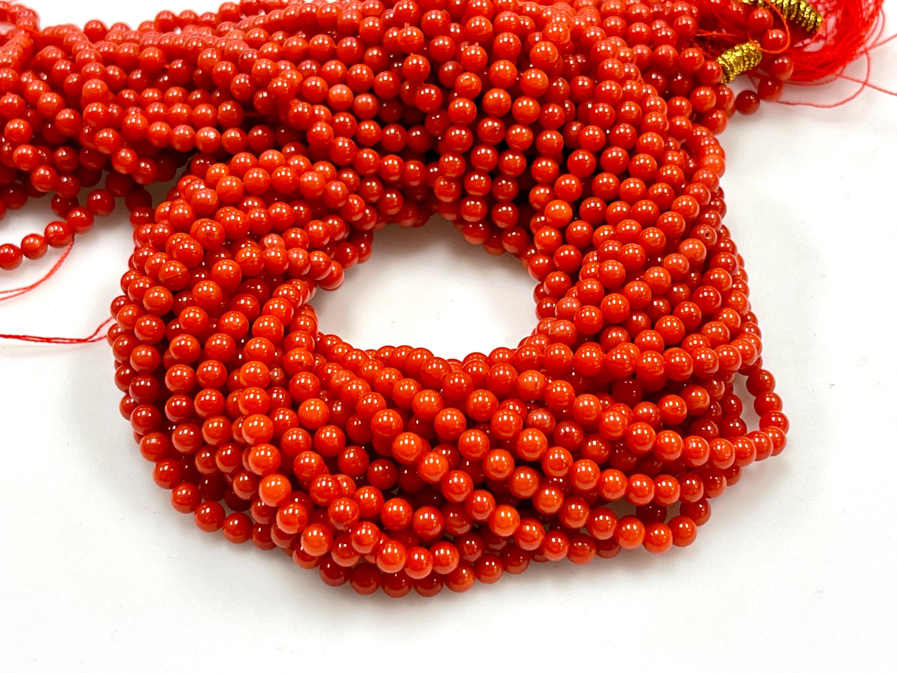 Red Coral Natural Gemstone Smooth Round Shape Beads Strand 4mm 6mm AAA Quality Real Red Coral Beads For Jewelry Making Loose Beads Strands