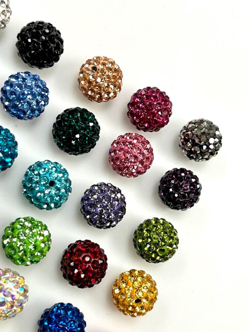 20 morceaux de perles pour pavage, perles de strass Shamballa, 8 mm - 10 mm - 12 mm perles de cristal strass, perles disco pour la fabrication de bijoux DIY image 4