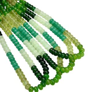 8mm Green Quartz Gemstone Rainbow Smooth Rondelle shape Beads 16&quot; Strands AAA Quality Real Gemstone Beads for Jewelry Making Loose Beads