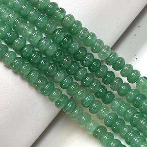 8mm Light Green Quartz Gemstone Smooth Rondelle shape Beads 16&quot; Strands AAA Quality Real Gemstone Beads for Jewelry Making Loose Beads