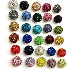 20 Pieces Pave Beads, Rhinestone Shamballa Beads, 8mm - 10mm - 12mm Crystal Rhinestone Beads, Disco Beads For DIY Jewelry Making Beads