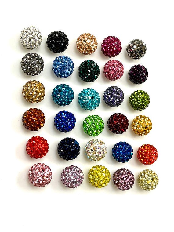 20 Pieces Pave Beads, Rhinestone Shamballa Beads, 8mm - 10mm - 12mm Crystal Rhinestone Beads, Disco Beads For DIY Jewelry Making Beads