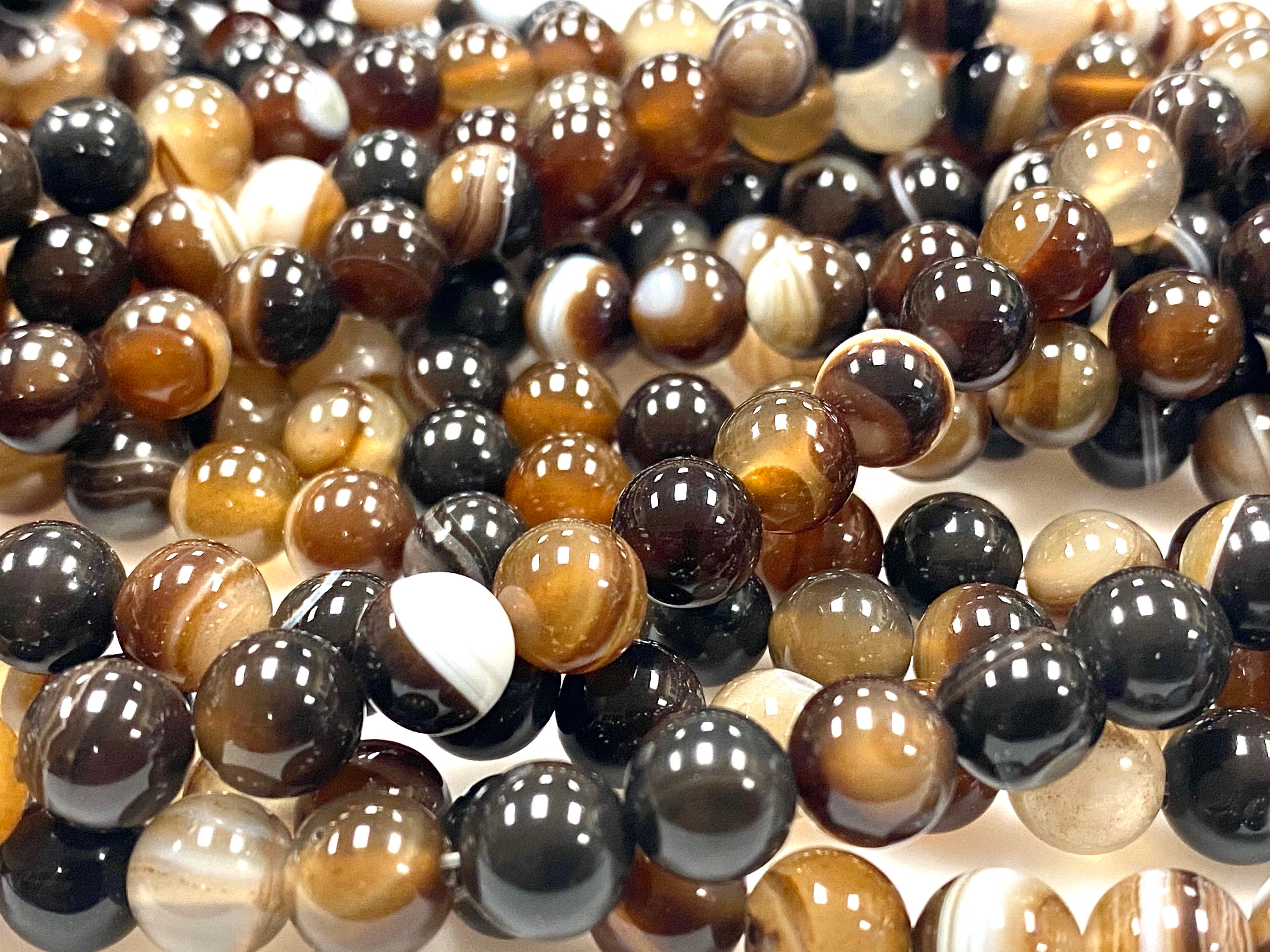 Natural Brown Stripe Agate Banded Agate 6mm 8mm Round Loose | Etsy