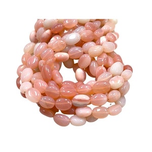 Pink Opal Natural Gemstone Oval Shape Full 16&quot; Long Beads Strand, Size 14X10-12X10mm, Healing Energy Gemstone Beads For DIY Jewelry Making