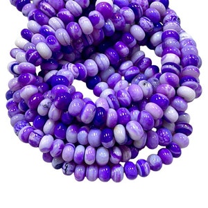 Pretty Purple Opal Smooth Rondelle Shape Beads, 8-9mm Purple Opal Rondelle Gemstone Beads, AAA quality opal bead jewelry making craft