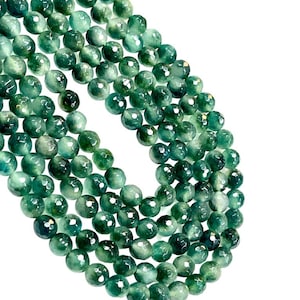 6mm 8mm Green Fire Agate Gemstone Beads, Genuine Fire Agate Round Shape Beads Strands For Jewelry Making Crafts Supplies