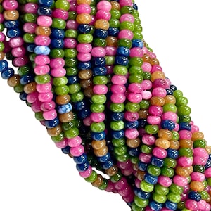 6mm Multicolor Tourmaline Quartz Smooth Rondelle Beads 16” Strand, Colorful Gemstone Beads for Jewelry Making, DIY Crafts, Mixed Stone Beads