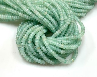 4mm Blue Chalcedony Quartz Gemstone Smooth Rondelle shape Beads 16" Strands AAA Quality Gemstone Beads for Jewelry Making Loose Beads Strand