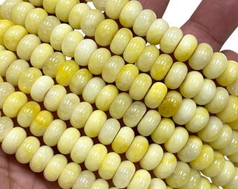 Pineapple Quartz 10mm Smooth Rondelle Beads Strand 16” Glossy Yellow Gemstone Beads for Jewelry Making DIY Beading Craft Supplies