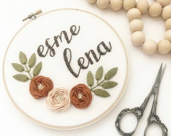Name Embroidery Art - Nursery Embroidery Hoop Art - Hand Embroidered - Nursery Name Decor