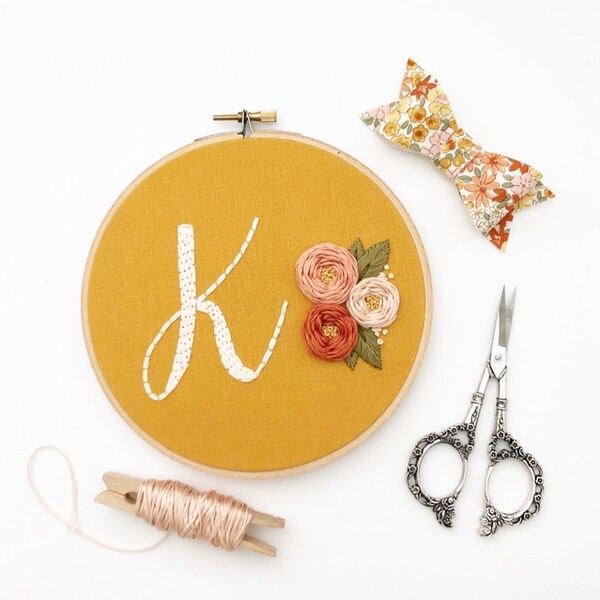 Hand Embroidery Initials Etsy
