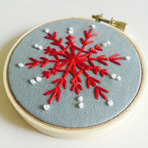 Snowflake Ornament - Embroidered Ornament - Christmas Ornament - Embroidery Hoop Art - Hand Embroidery - Modern Embroidery - Christmas Decor