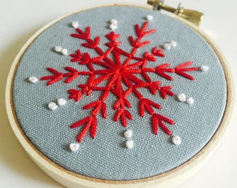 Snowflake Ornament - Embroidered Ornament - Christmas Ornament - Embroidery Hoop Art - Hand Embroidery - Modern Embroidery - Christmas Decor