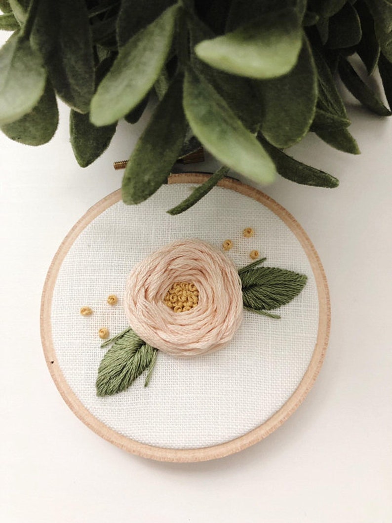 Mini Embroidery Hoop SET OF 3 Embroidery Hoop Art Hand Embroidery Floral Embroidery Embroidered Home Decor Nursery Decor Roses image 4