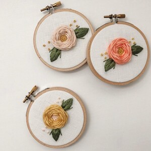 Mini Embroidery Hoop SET OF 3 Embroidery Hoop Art Hand Embroidery Floral Embroidery Embroidered Home Decor Nursery Decor Roses image 7