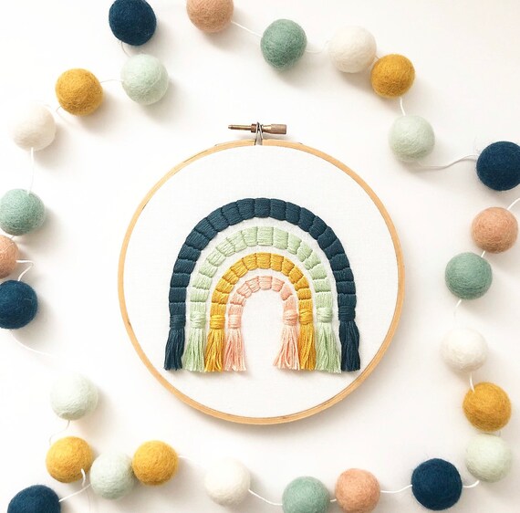 Rainbow Embroidery Art Embroidered Hoop Art Hand Etsy