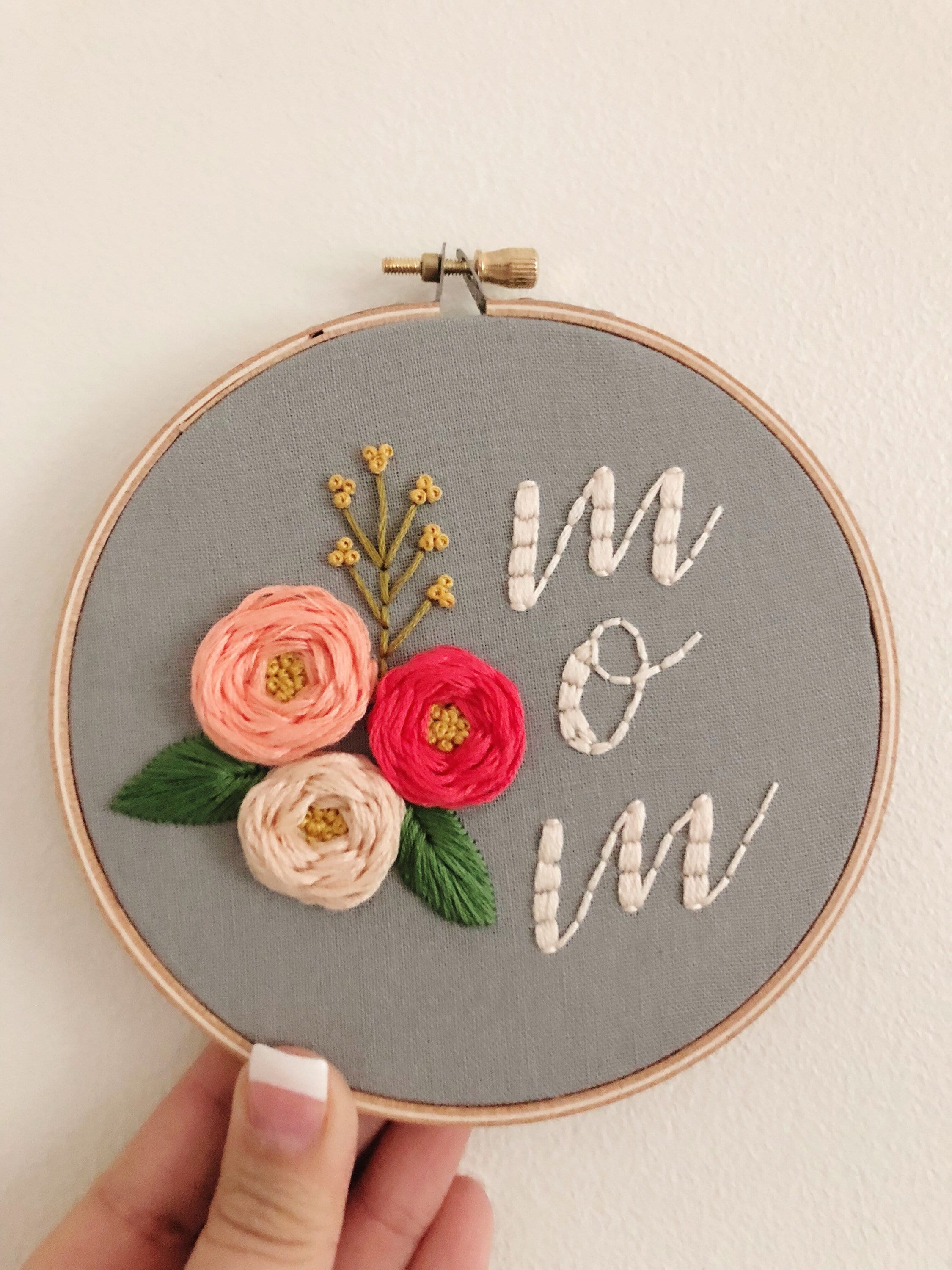 Embroidery Beautiful Embroidered Hoop Gracias Mama Quote Hoop ...
