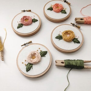 Mini Embroidery Hoop SET OF 3 Embroidery Hoop Art Hand Embroidery Floral Embroidery Embroidered Home Decor Nursery Decor Roses image 2