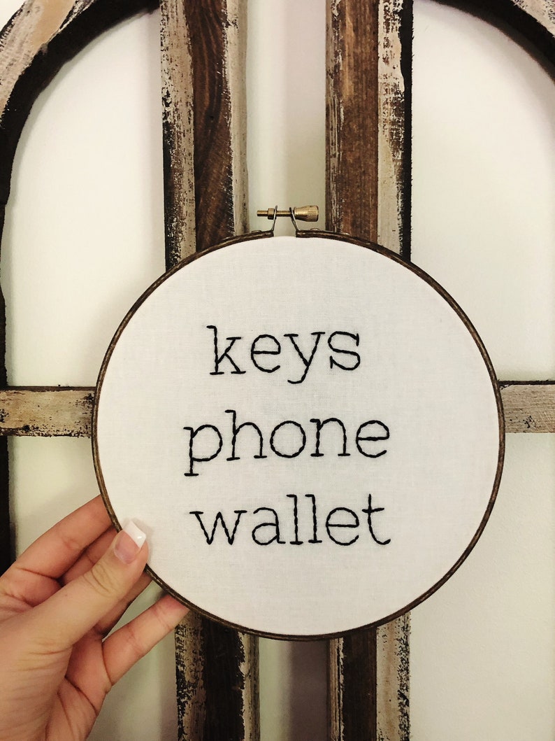 Embroidery Decor Keys Phone Wallet Embroidery Hoop Art Etsy