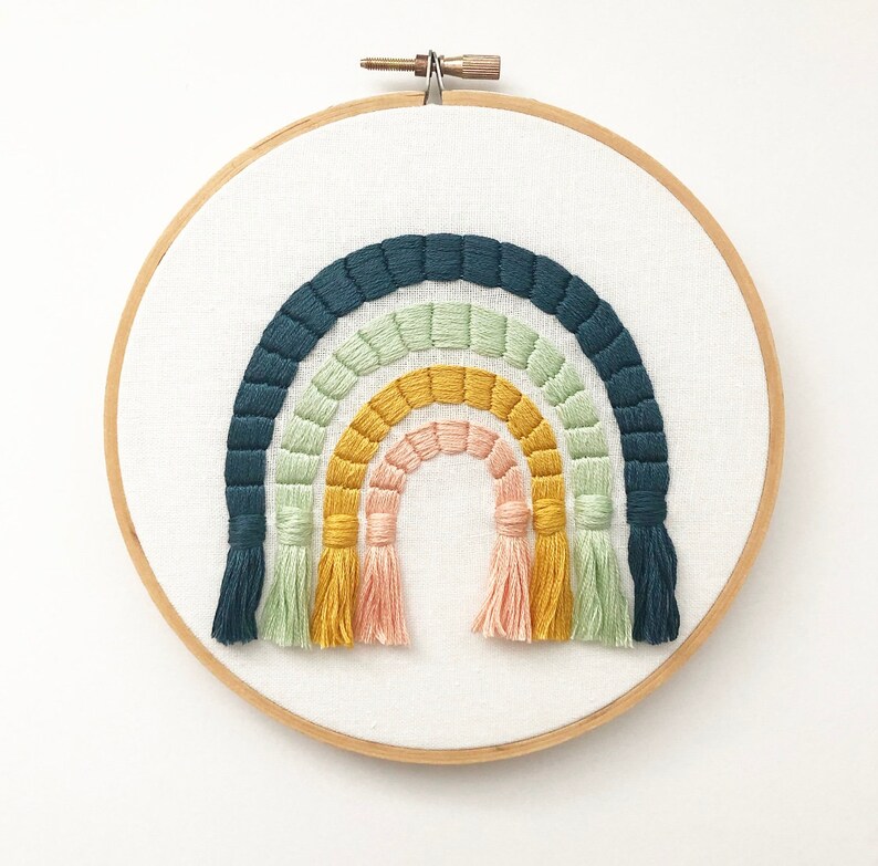 Rainbow Embroidery Embroidered Hoop Art Hand Embroidery Etsy