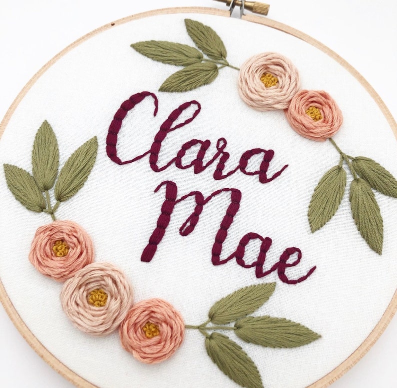 Name Embroidery Art Nursery Embroidery Hoop Art Hand Etsy