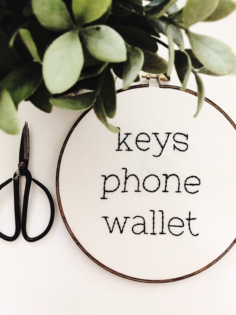 Embroidery Decor Keys Phone Wallet Embroidery Hoop Art Etsy