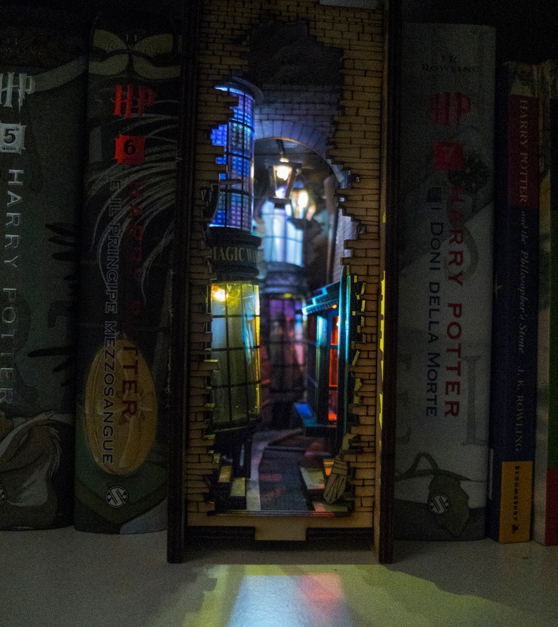 Wizard's Alley by Night Diorama Bookshelf Insert Etsy