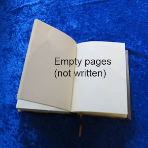 Puede incluir: Un diario encuadernado en cuero marr&oacute;n con p&aacute;ginas en blanco. El diario est&aacute; abierto para mostrar las p&aacute;ginas vac&iacute;as. El texto "P&aacute;ginas vac&iacute;as (no escritas)" est&aacute; impreso en las p&aacute;ginas.