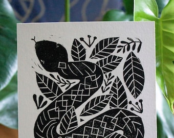 Snake Linocut Print