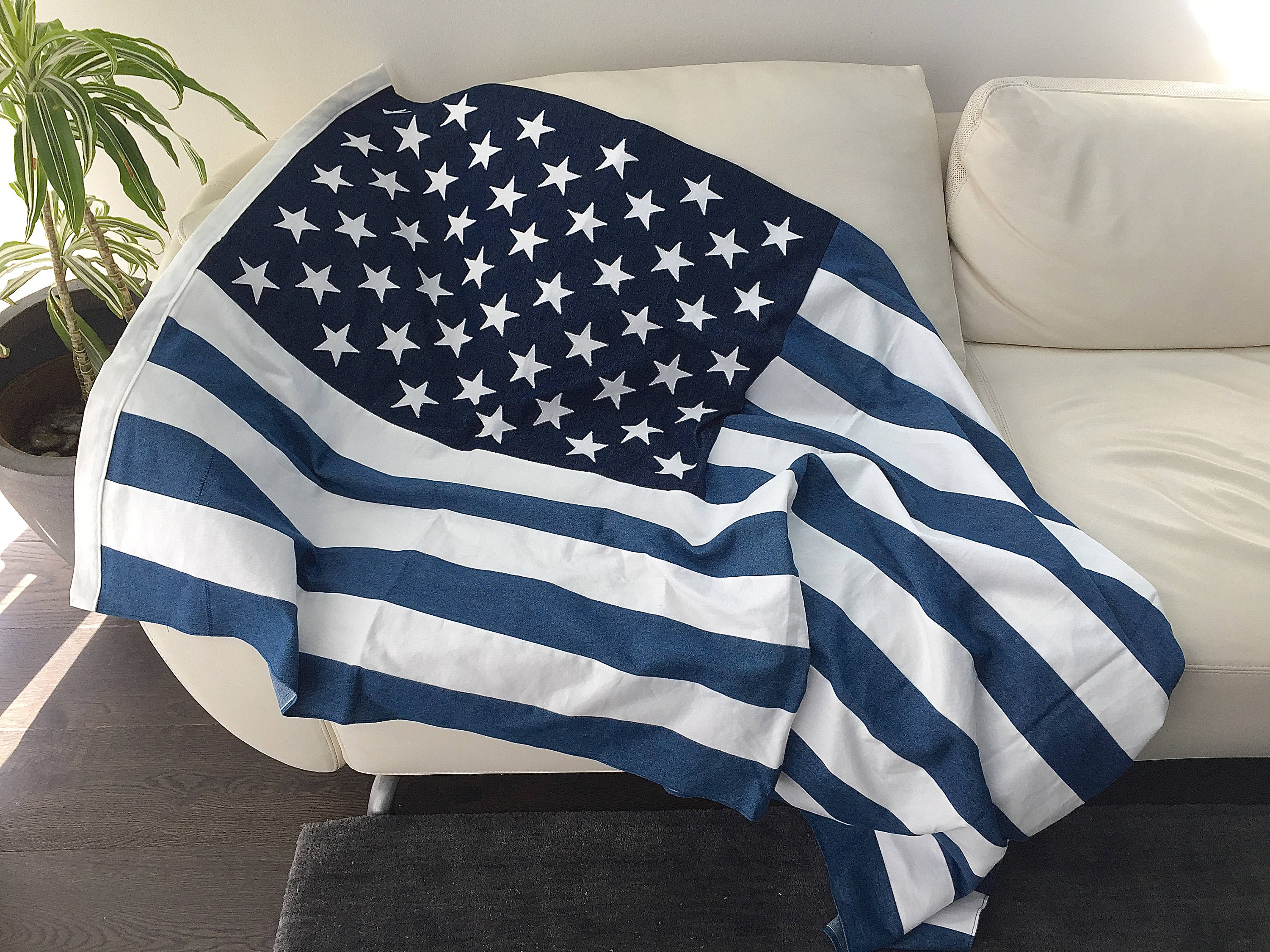 Large Denim American Flag Quilt New Denim Quilt Patchwork US Etsy