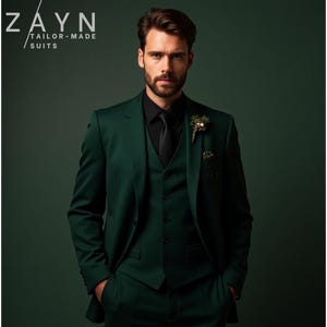 Premium Dark green wedding suit,Men&#39;s Three piece wedding suit,Prom suit,Groom suit.custom made suits,Bespoke suits,Groom green suit