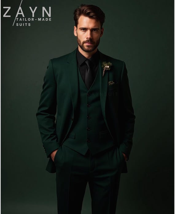 Premium Dark green wedding suit,Men's Three piece wedding suit,Prom suit,Groom suit.custom made suits,Bespoke suits,Groom green suit
