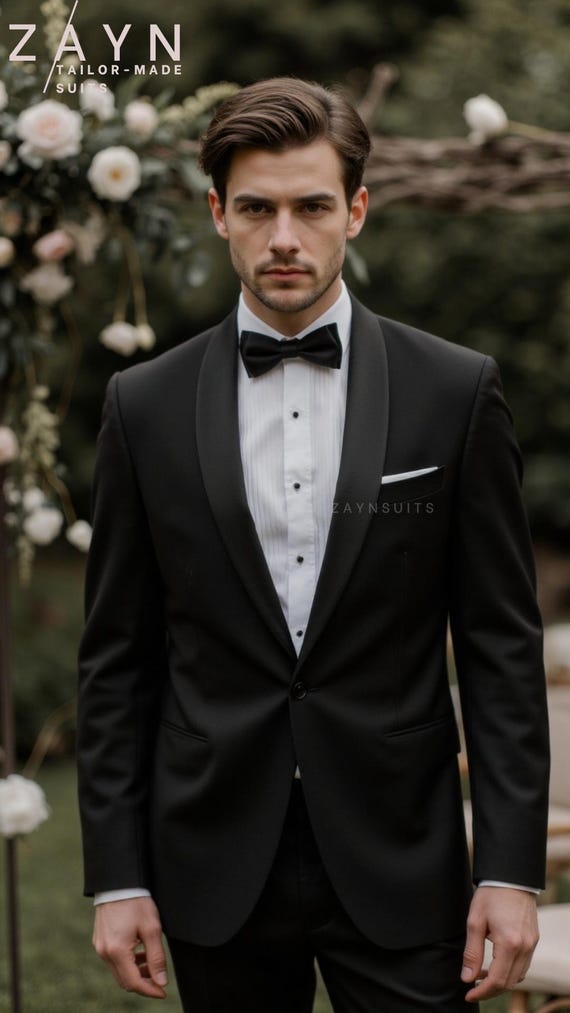 Premium Black tuxedo| Two-Piece Suit |Custom Made Suit|Wedding Suit|Prom Suit|Groom Suit|Groomsmen|Tailor-Made|Bespoke Tailored