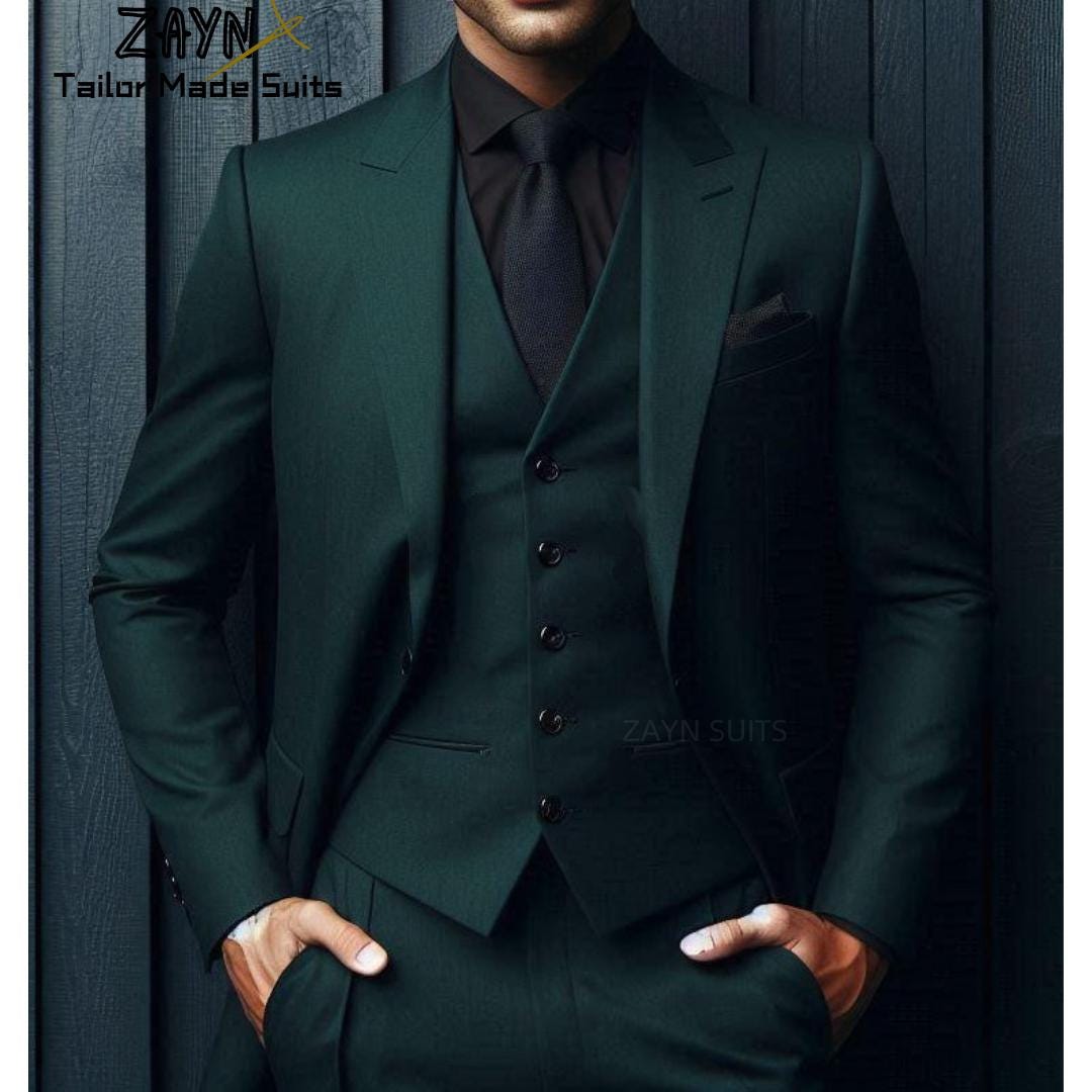 Premium Dark Green Wedding Suit,men's Three Piece Wedding Suit,prom — free download