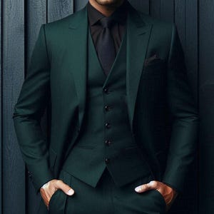 Premium Dark green wedding suit,Men&#39;s Three piece wedding suit|