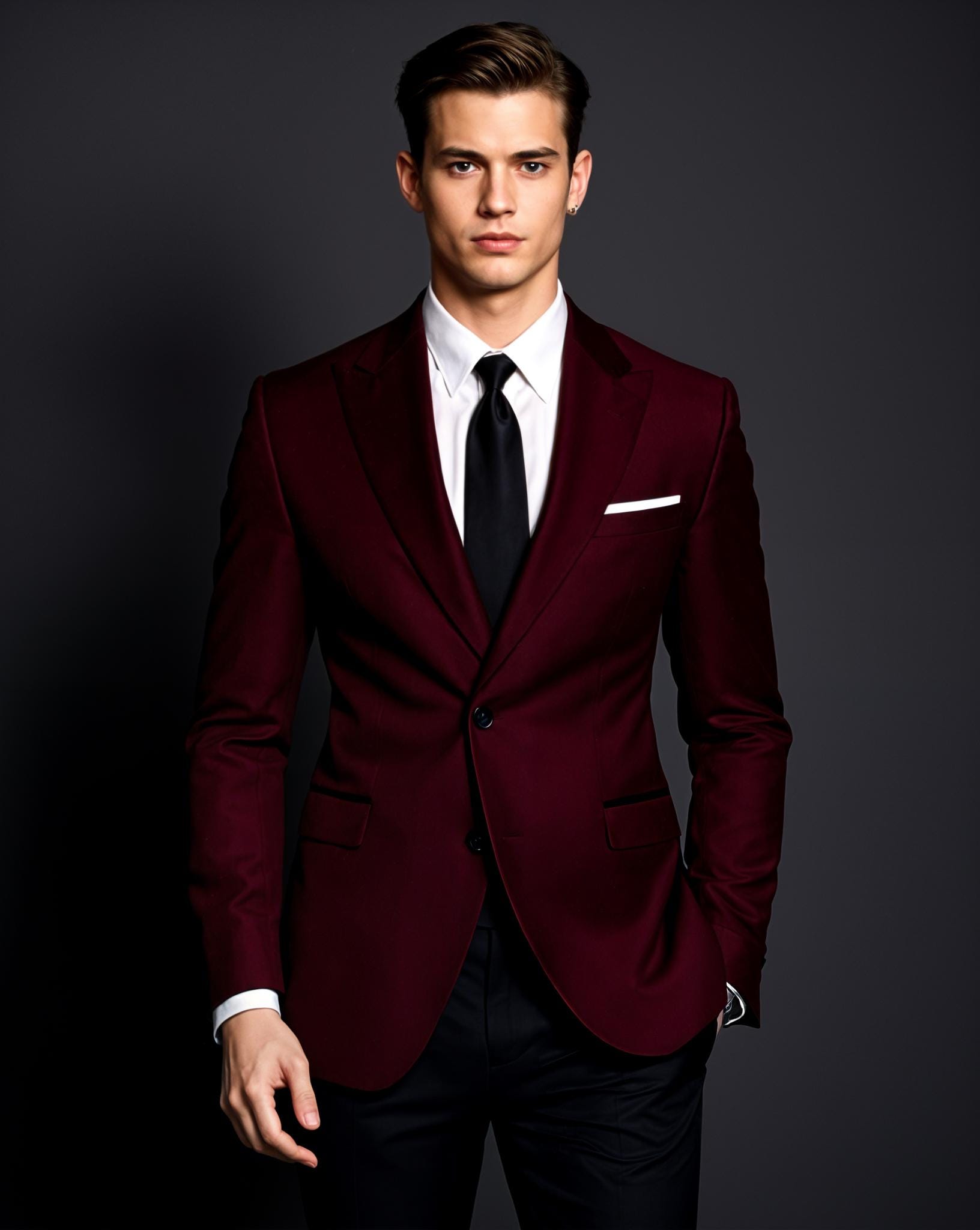 Black Burgundy Suit Australia