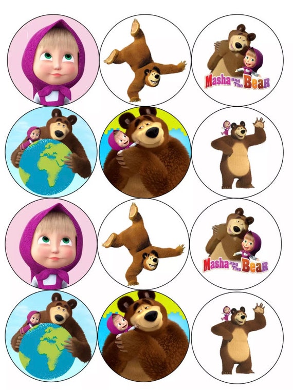 Masha y el oso Toppers comestibles cupcakes - Etsy España