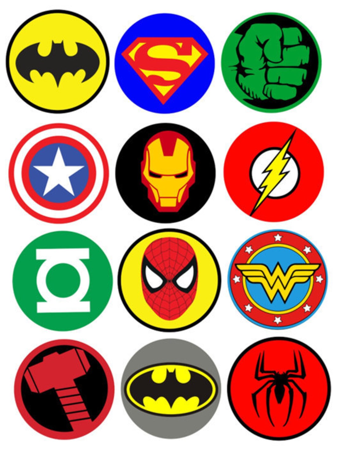 Marvel Super Hero Edible Cupcake Toppers Etsy