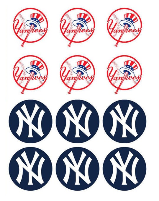 New York Yankees Edible Cupcake Toppers Etsy UK