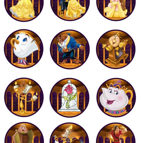 Beauty and the Beast Cupcake Toppers Beauty &amp; the Beast - Etsy UK
