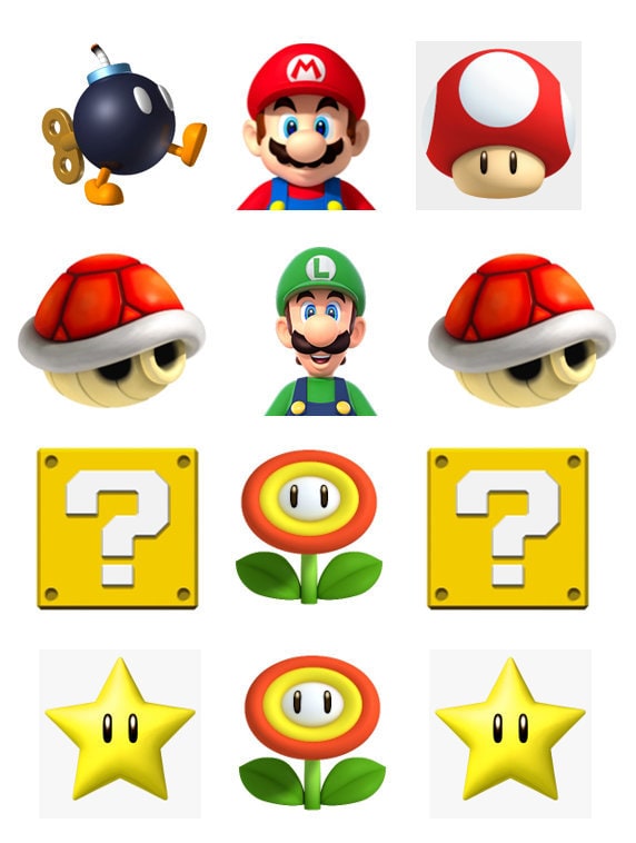 Super Mario Bros Edible Cupcake Toppers Etsy Canada