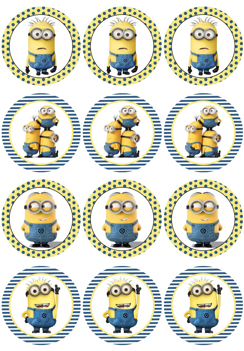 Minion Themed Edible Cupcake Toppers Etsy
