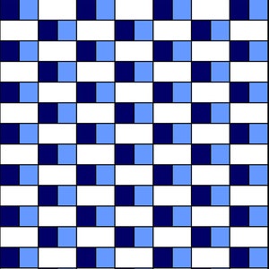 May include: A repeating pattern of blue and dark blue squares. The pattern is a checkerboard design.