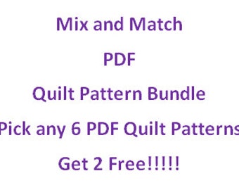 Mix and Match PDF Quilt Pattern Bundle; Wählen Sie 6 PDF Quilt Muster ... ... Schnelle & einfache Quilt-Muster!!!!!