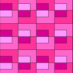 May include: A pink and purple geometric pattern with a repeating design of squares and rectangles. The pattern is made up of alternating colors of pink and purple.