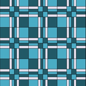 May include: A seamless pattern with a checkered design in shades of teal and white. The pattern is made up of thin and thick lines that create a grid-like effect.